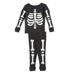 KOMAR KIDS Black Toddler 2pc Glow In The Dark Skeleton Sleep Set